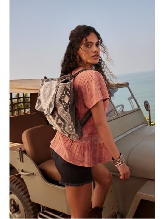 Myra Bag Cream Black Gray Aztec Wool Blend Western Boho Backpack NWT main image 11